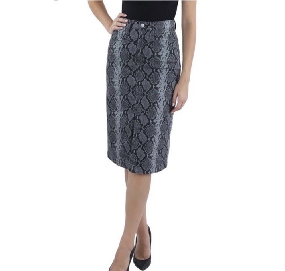 AG Adriano Goldschmied The Kory X Pencil Skirt w/ Slit Sz 31R Gray Black Snake